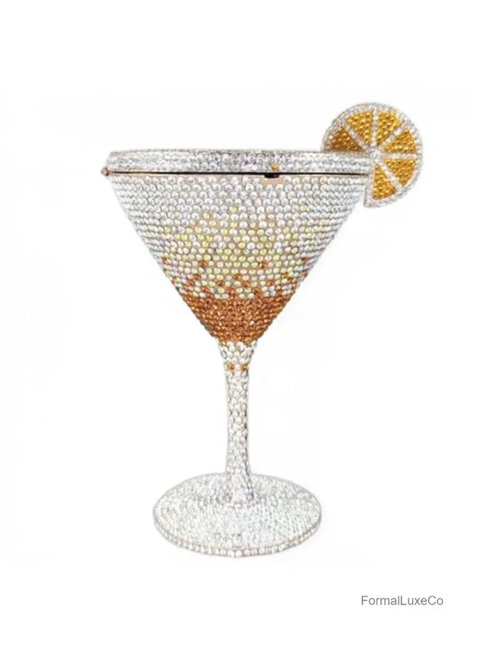 Cocktail Glasses Shape Crystal Clutch Bag Evening Handbag Bridal Rhinestone